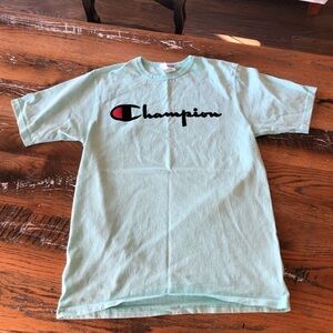 Champion Vintage Flock Print Logo T Shirt Sz M
